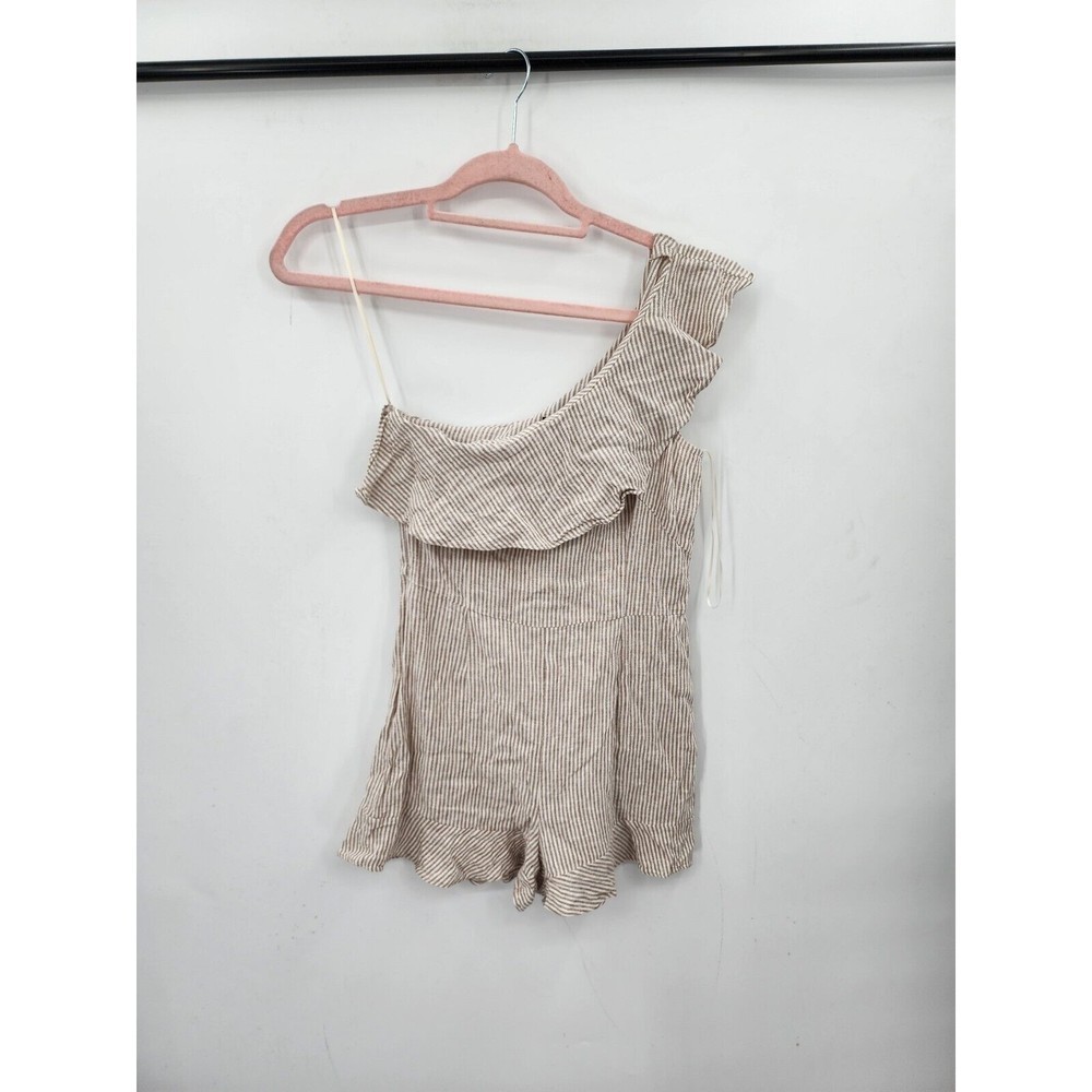INTERMIX One-Shoulder Beige Ruffle Romper - Picture 2 of 11